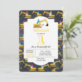 Invitation Fête d'anniversaire du camion de construction de l (Debout devant)