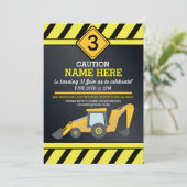 Invitation Fête d'anniversaire du camion de construction-Digg (Debout devant)