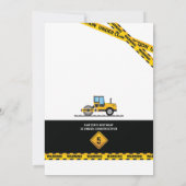 Invitation Fête d'anniversaire du camion de pompage de constr (Dos)