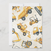 Invitation Fête d'anniversaire du camion de vidange de constr (Dos)