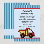 Invitation Fête d'anniversaire du Camion de vidange et de l'É (Devant / Derrière)