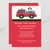 Invitation Fête d'anniversaire du Camion-feu rouge (Devant / Derrière)