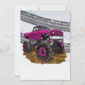 Invitation Fête d'anniversaire du Camion Fuchsia Monster (Dos)