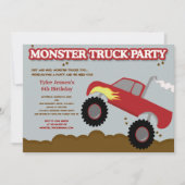 Invitation Fête d'anniversaire du Camion Monster (couleurs ro (Devant)