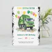 Invitation Fête d'anniversaire du camion-poubelle (Debout devant)