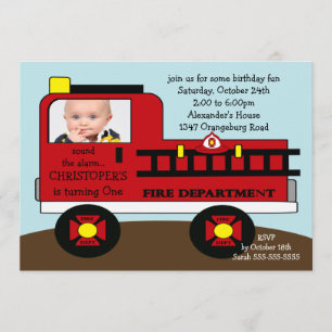 Invitation Fête d'anniversaire du Camion Red Fire