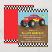 Invitation Fête d'anniversaire du camion Red Monster (Devant / Derrière)