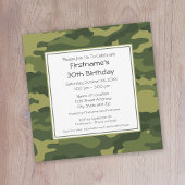 Invitation Fête d'anniversaire du Camouflage Vert