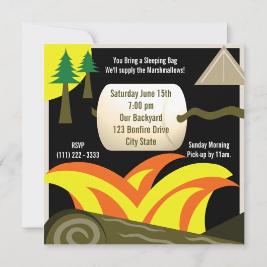 Invitation Fête d'anniversaire du camping (Dos)