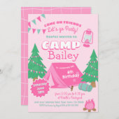 Invitation Fête d'anniversaire du camping (Devant / Derrière)