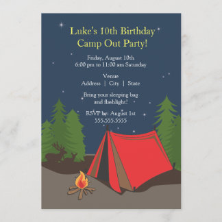Invitation Fête d'anniversaire du camping| Garçon