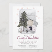 Invitation Fête d'anniversaire du Camping Glamping (Devant)