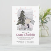 Invitation Fête d'anniversaire du Camping Glamping (Debout devant)