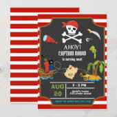 Invitation Fête d'anniversaire du capitaine Pirate Skull Boy (Devant / Derrière)