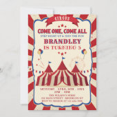 Invitation Fête d'anniversaire du Carnaval du Cirque vintage (Devant)