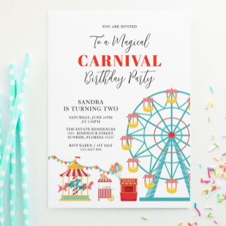 Invitation Fête d'anniversaire du Carnaval magique