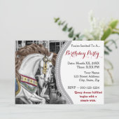 Invitation Fête d'anniversaire du Carousel Horse Merry-Go-Rou (Debout devant)