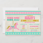 Invitation Fête d'anniversaire du carrousel (Dos)