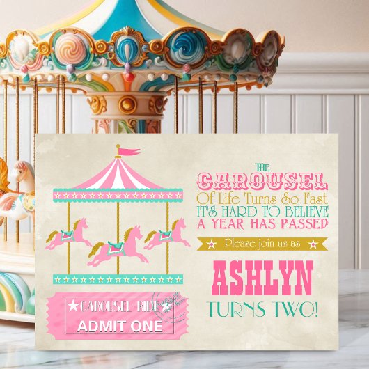 Invitation Fête d'anniversaire du carrousel