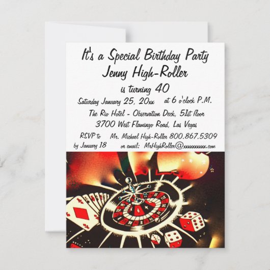 Invitation Fête d'anniversaire du casino de Las Vegas (Devant)
