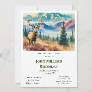 Invitation Fête d'anniversaire du cerf de la forêt pour lui