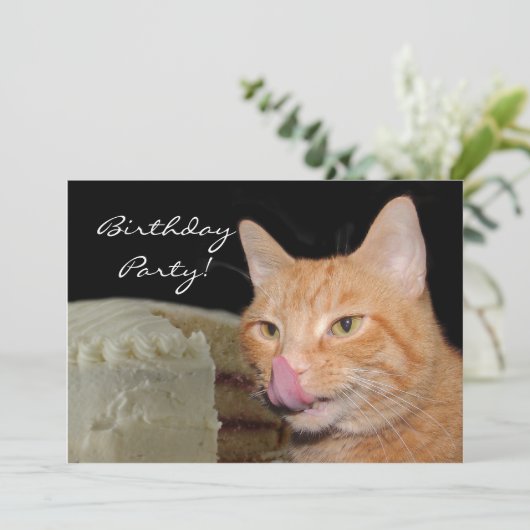 Invitation Fête d'anniversaire du chat (Debout devant)