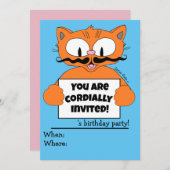 Invitation fête d'anniversaire du chat de dessin a (Devant / Derrière)