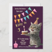 Invitation Fête d'anniversaire du chat fête du chaton Invitat (Devant)