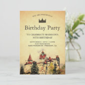 Invitation Fête d'anniversaire du château de conte de fées ro (Debout devant)