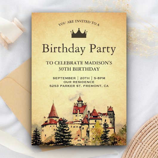 Invitation Fête d'anniversaire du château de conte de fées ro