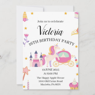 Invitation Fête d'anniversaire du Château de la Princesse Lic