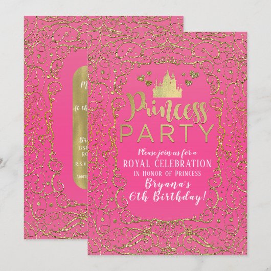 Invitation Fête d'anniversaire du CHÂTEAU ROSE ET OR de la PR (Devant / Derrière)