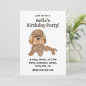 Invitation Fête d'anniversaire du chien caniche (Debout devant)