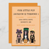 Invitation Fête d'anniversaire du chien d'Halloween (Devant / Derrière)