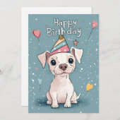 Invitation Fête d'anniversaire du chien mignon (Devant / Derrière)