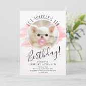 Invitation Fête d'anniversaire du chien mignon | Étincelle Le (Debout devant)