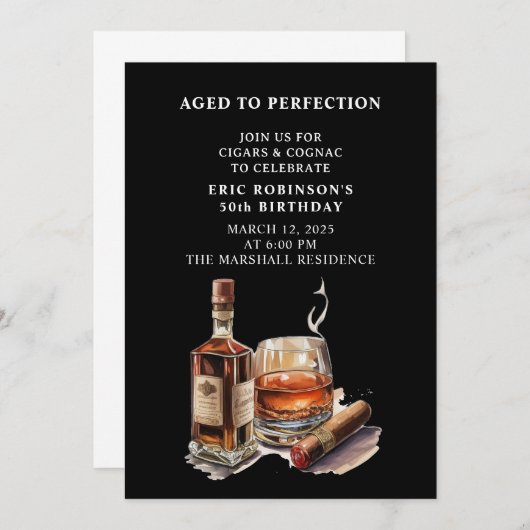 Invitation Fête d'anniversaire du cigare (Devant / Derrière)