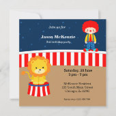 Invitation Fête d'anniversaire du cirque (Devant)