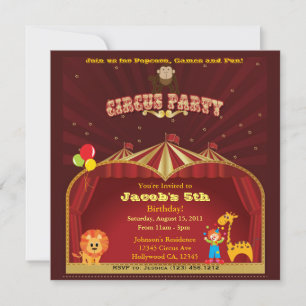 Invitation Fête d'anniversaire du cirque des enfants