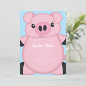 Invitation Fête d'anniversaire du cochon bleu (Debout devant)
