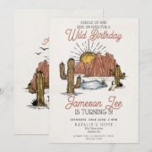 Invitation Fête d'anniversaire du cowboy Wild West Rodeo invi (Devant / Derrière)