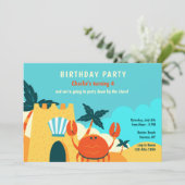 Invitation Fête d'anniversaire du crabe de sable (Debout devant)