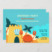 Invitation Fête d'anniversaire du crabe de sable (Devant / Derrière)