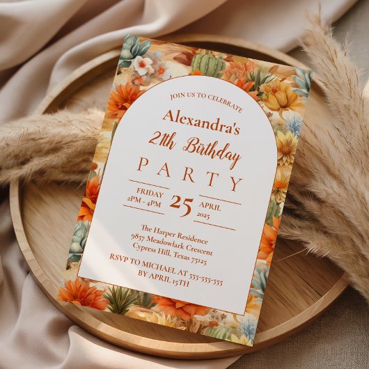 Invitation Fête d'anniversaire du désert occidental