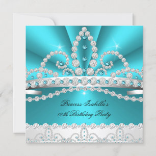 Invitation Fête d'anniversaire du Diadème Diamant Bleu Turquo