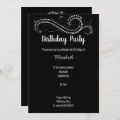 INVITATION FÊTE D'ANNIVERSAIRE DU DIAMANT NOIR ÉLÉGANT ET CLA (Devant / Derrière)