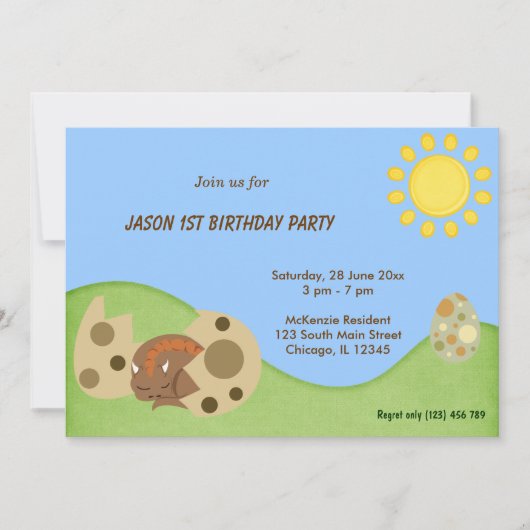 Invitation Fête d'anniversaire du dragon (Devant)