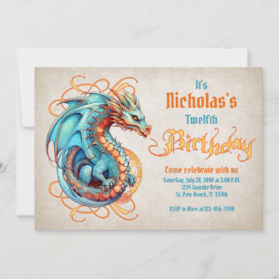 Invitation Fête d'anniversaire du dragon