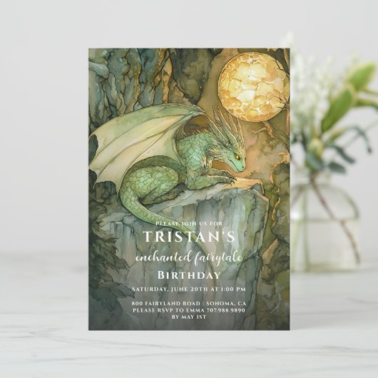 Invitation Fête d'anniversaire du dragon (Debout devant)