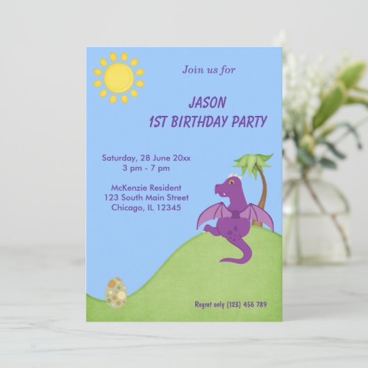 Invitation Fête d'anniversaire du dragon (Debout devant)